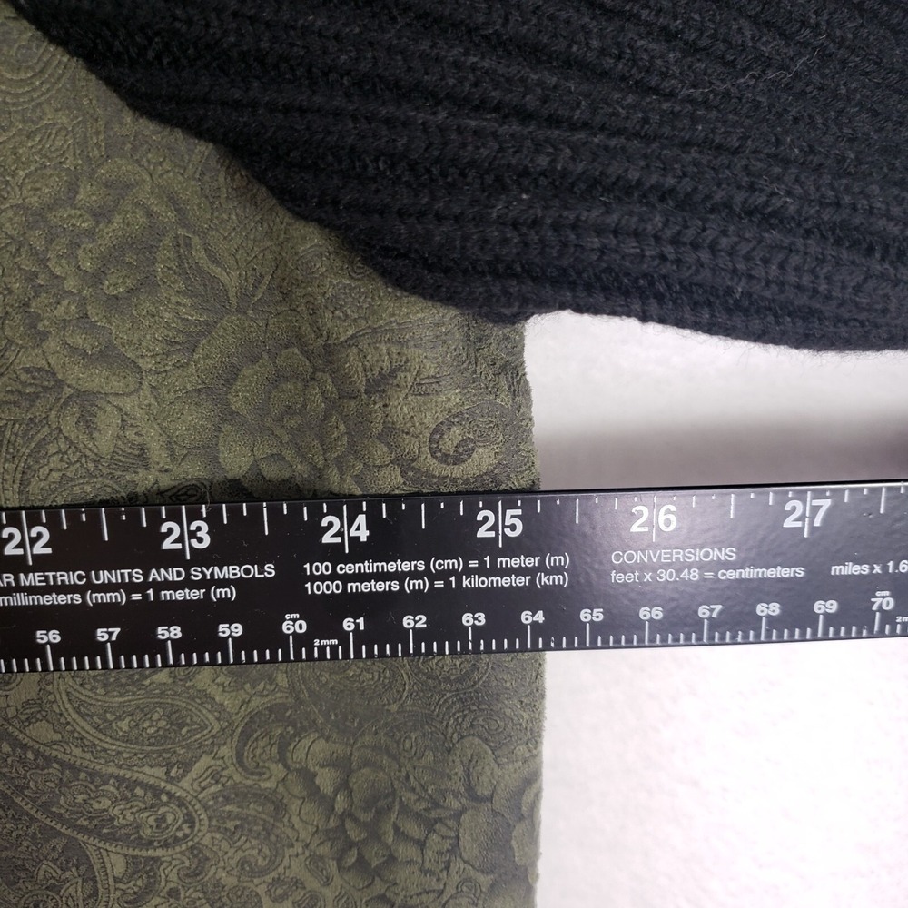 Coldwater Creek Jacket 1X Olive Green Black Paisley Knit Sleeve‎ Toggle Closure - Picture 9 of 10